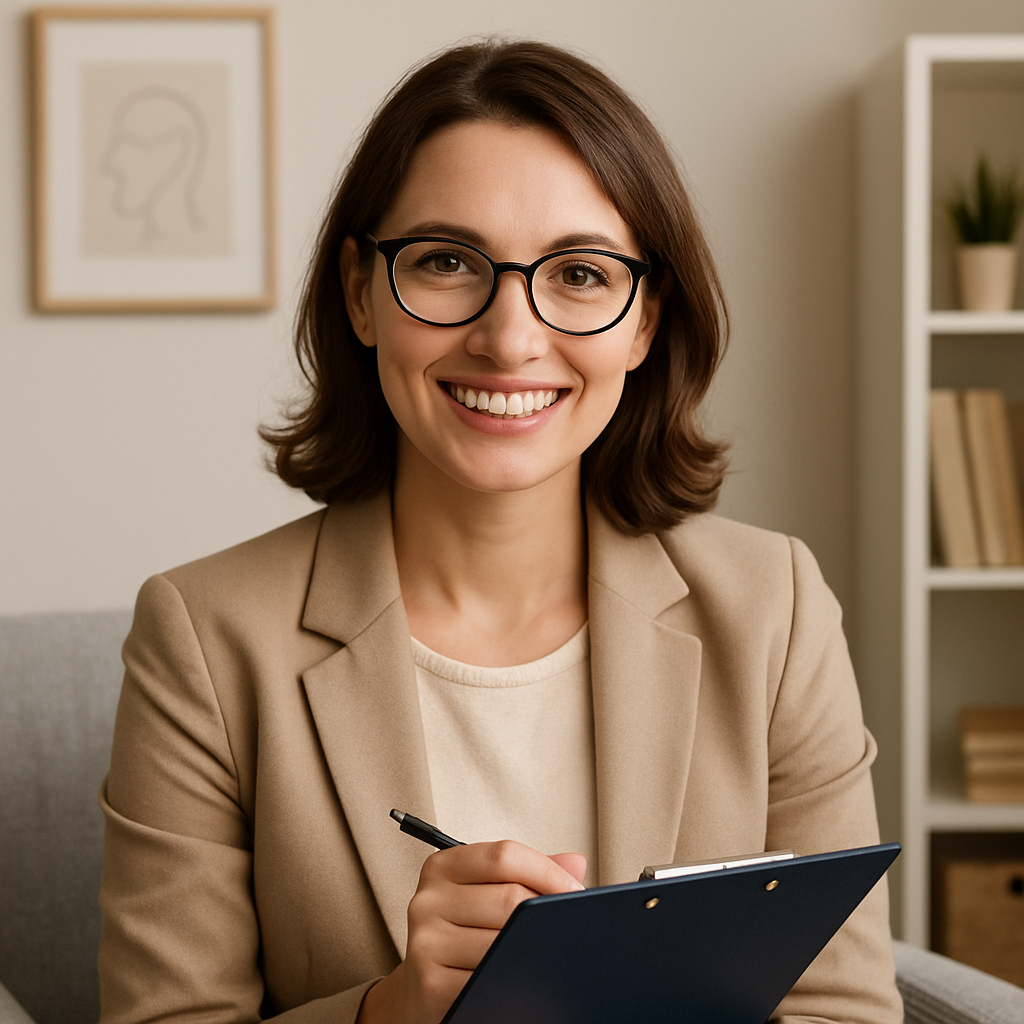 une psychologue souriante